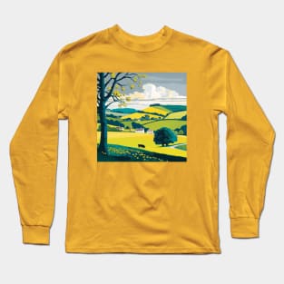 Farm House with Rolling Hills Long Sleeve T-Shirt